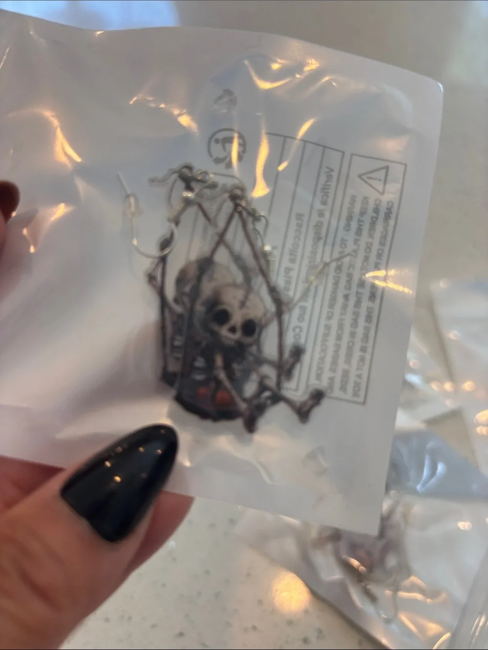 Cute Halloween Character Dangle Earrings - White & Black (Set)